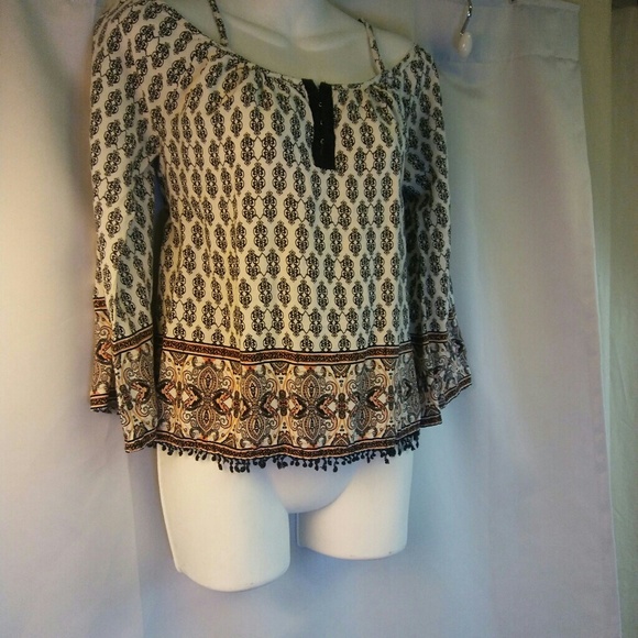 Full Tilt Tops - Full Tilt Boho Cold Shoulder Patterned Top, S